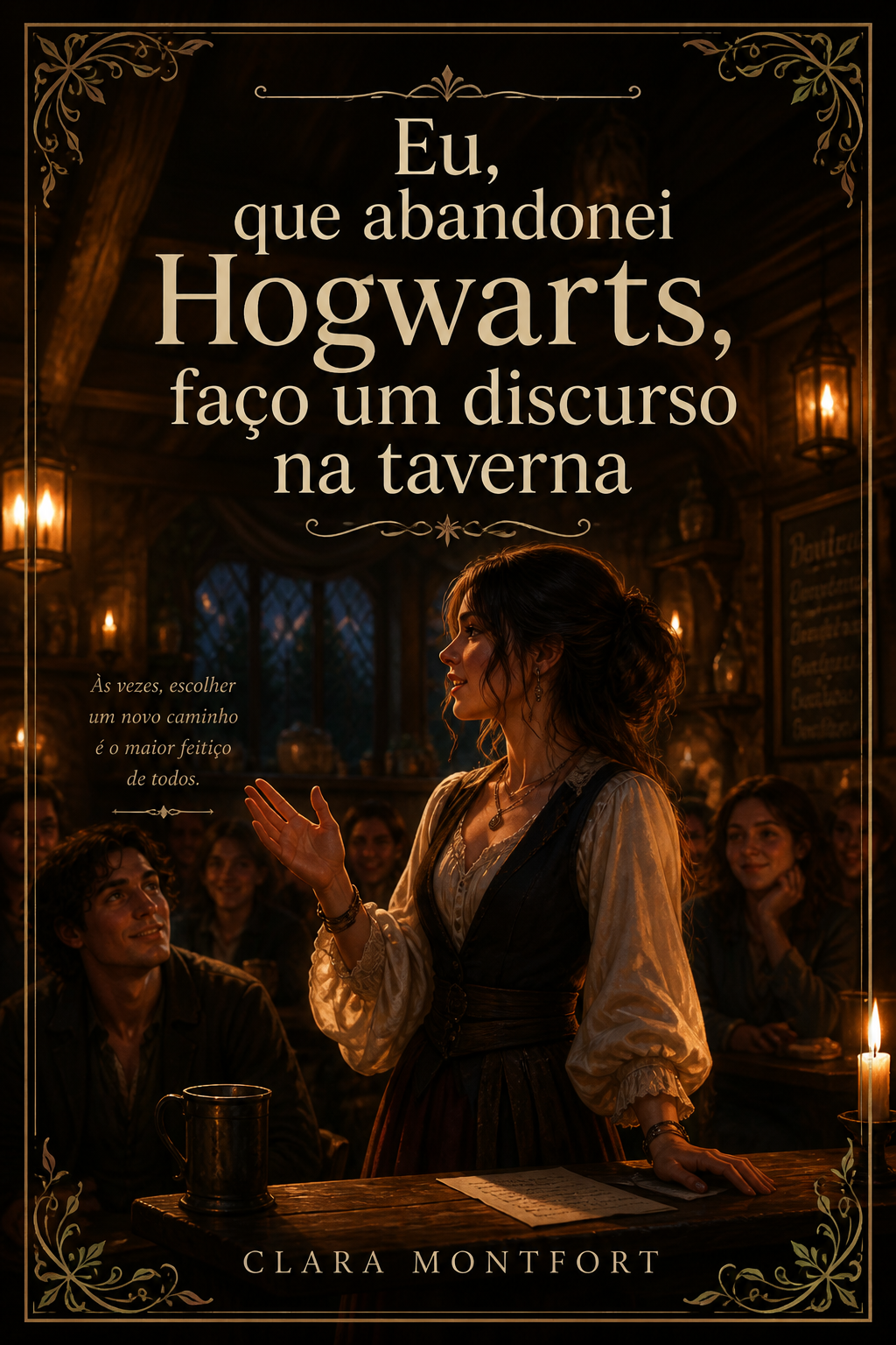 Eu, que abandonei Hogwarts, faço um discurso na taverna